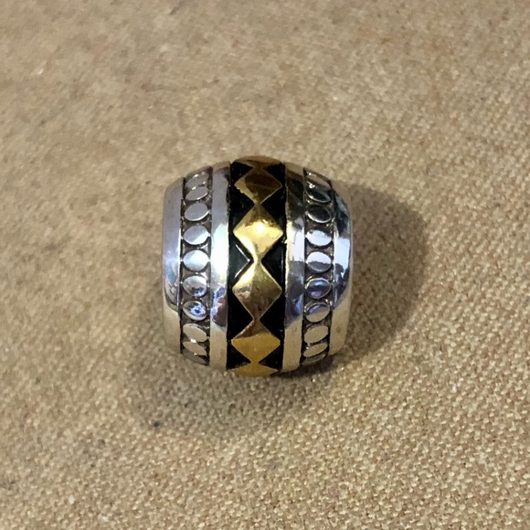 🆕 Brighton Night Diamond bead in brass on black with silver edges NWOT Retired - Picture 1 of 6